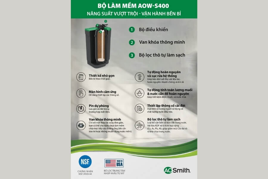 Hệ thống lọc nước đầu nguồn A.O.Smith AOW-S400 PLUS