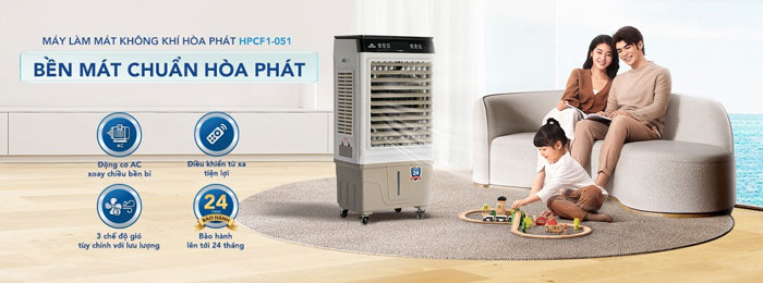 Hòa Phát HPCF1-051 là thiết bị làm mát hoạt động dựa trên nguyên lý bay hơi của nước