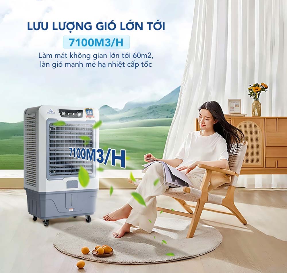 Máy làm mát không khí Hòa Phát HPCF1-072 có lưu lượng gió đạt 7100 m³/h