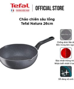 Chảo chiên sâu lòng vân đá Tefal Natura B2266595 26cm