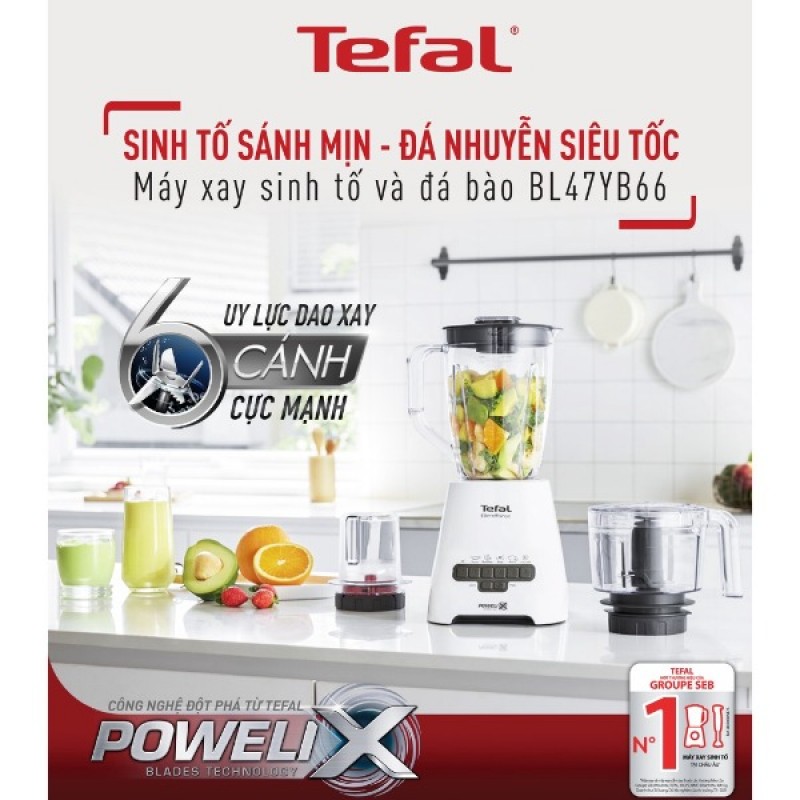 Máy xay sinh tố, xay thịt, xay thực phẩm Tefal BL47YB66, 800W, 2L Máy xay sinh tố, xay thịt, xay thực phẩm Tefal BL47YB66, 800W, 2L
