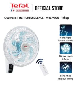 Quạt treo điều khiển từ xa Tefal Turbo Silence VH677990 màu trắng