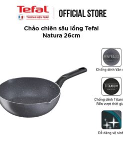 Chảo chiên sâu lòng vân đá Tefal Natura B2266595 26cm