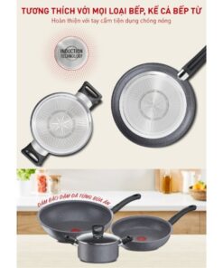 Bộ nồi chảo Tefal Cook Healthy 3pcs (Chảo 24/Chảo sâu 28/ Nồi 20)