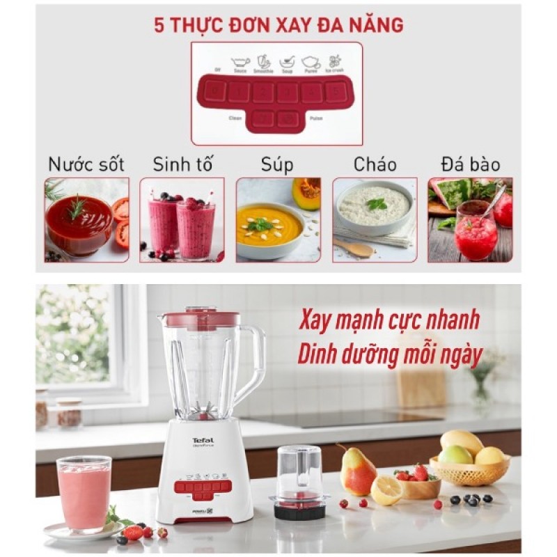 Máy xay sinh tố Tefal Blendforce Piano BL477566 - Đỏ Máy xay sinh tố Tefal Blendforce Piano BL477566 - Đỏ