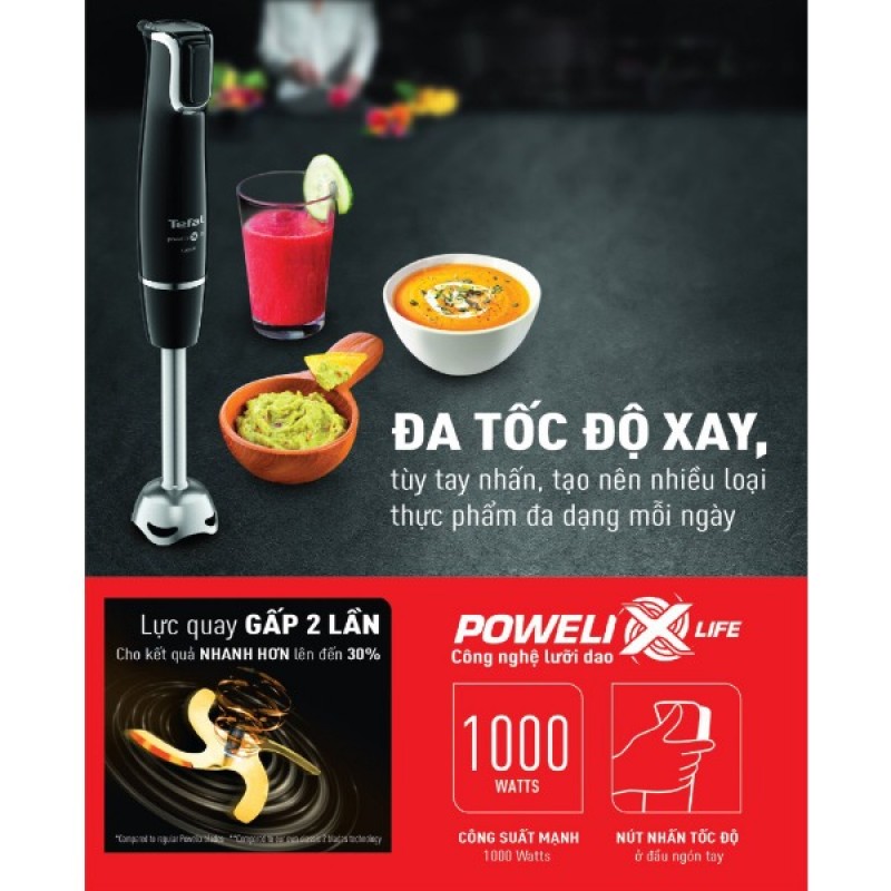 Máy xay sinh tố cầm tay Tefal HB943838 - đen, 1000W Máy xay sinh tố cầm tay Tefal HB943838 - đen, 1000W