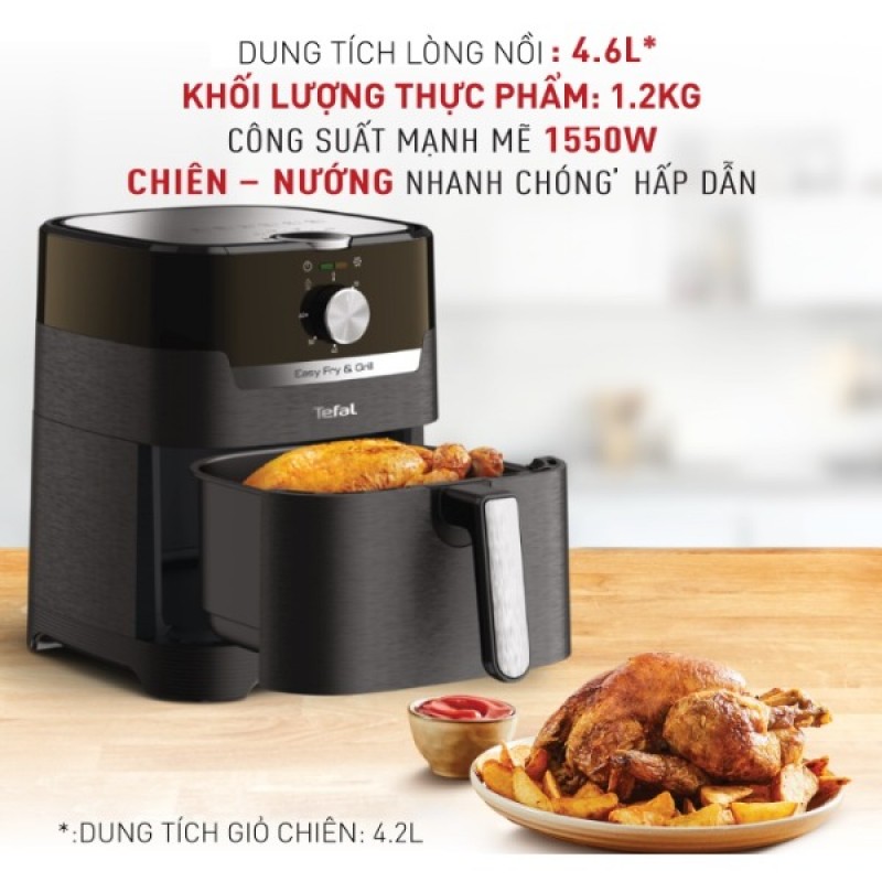 Nồi chiên không dầu Tefal 2in1 Easy Fry & Grill Classis EY501815 Nồi chiên không dầu Tefal 2in1 Easy Fry & Grill Classis EY501815