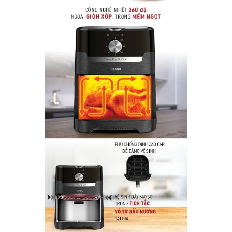 Nồi chiên không dầu Tefal 2in1 Easy Fry & Grill Classis EY501815 Nồi chiên không dầu Tefal 2in1 Easy Fry & Grill Classis EY501815