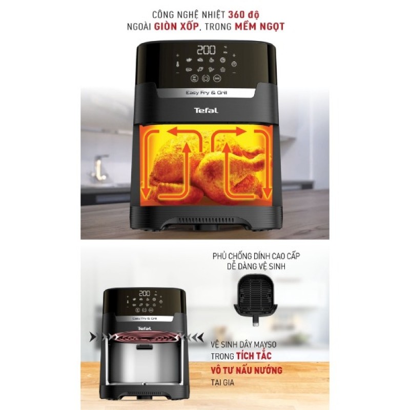Nồi chiên không dầu Tefal 2in1 Easy Fry & Grill Precision EY505815 Nồi chiên không dầu Tefal 2in1 Easy Fry & Grill Precision EY505815