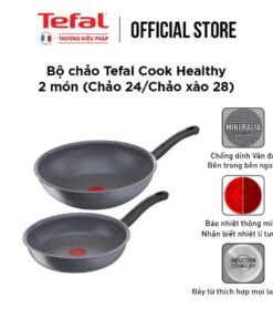 Bộ nồi chảo Tefal Cook Healthy 2pcs (Chảo 24/Chảo xào 28)