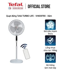 Quạt đứng điều khiển từ xa Tefal Turbo Life VH659790 màu xám