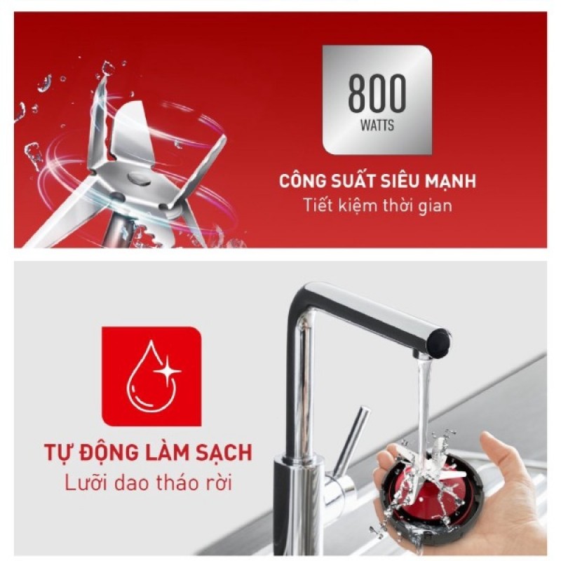 Máy xay sinh tố Tefal Blendforce Piano BL477566 - Đỏ Máy xay sinh tố Tefal Blendforce Piano BL477566 - Đỏ