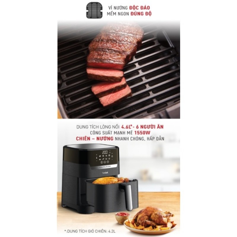 Nồi chiên không dầu Tefal 2in1 Easy Fry & Grill Precision EY505815 Nồi chiên không dầu Tefal 2in1 Easy Fry & Grill Precision EY505815